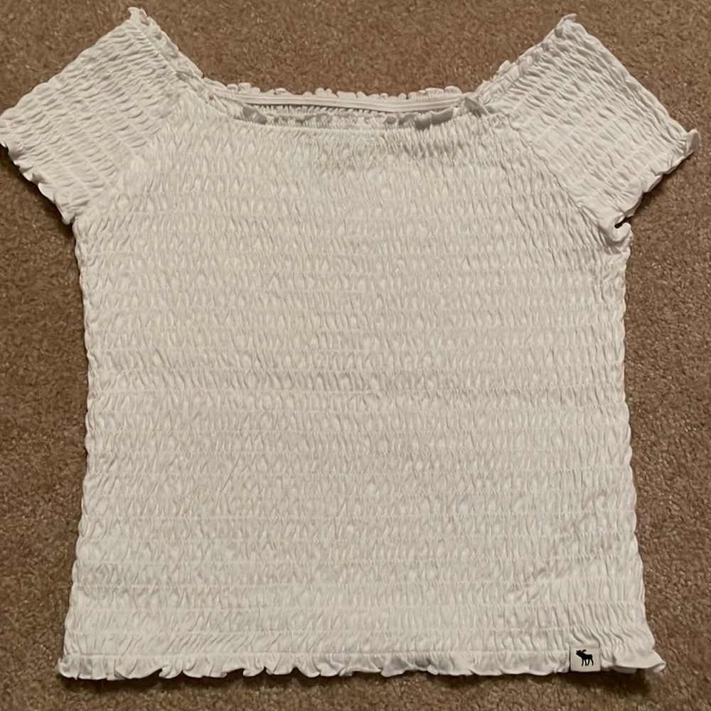 Abercrombie girls smocked white shirt
